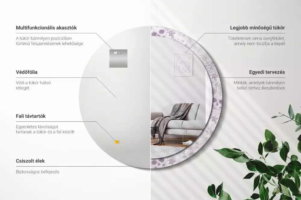 Espelho redondo decorativo Caveiras