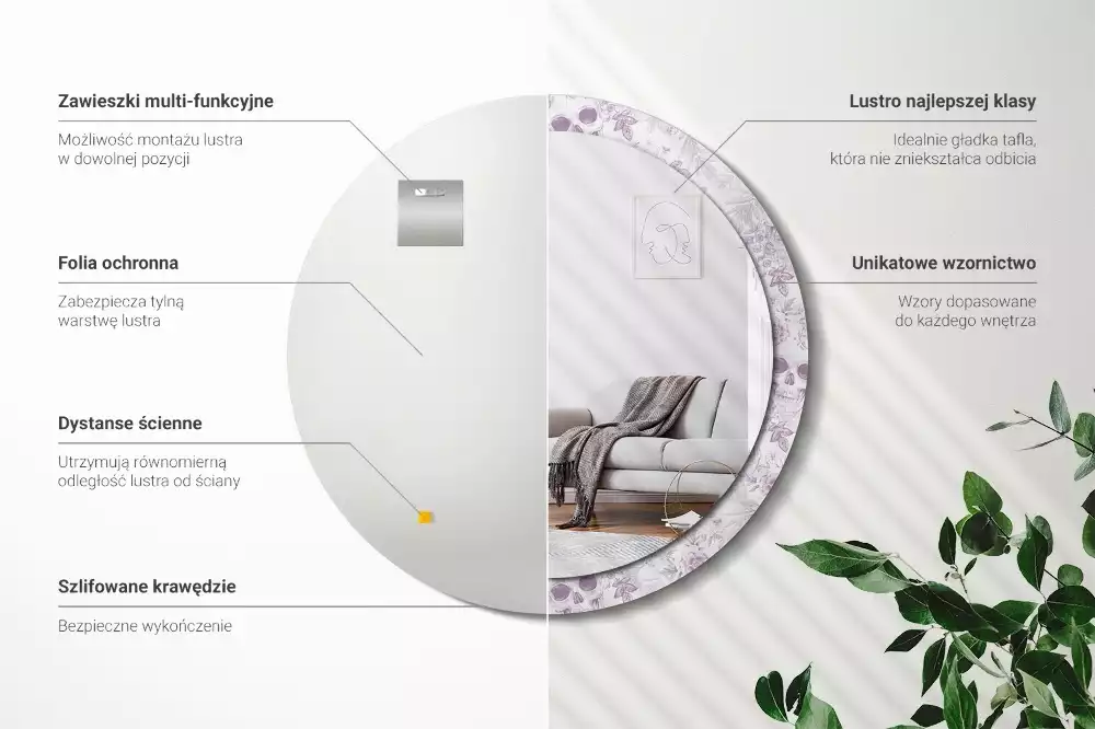 Espelho redondo decorativo Caveiras