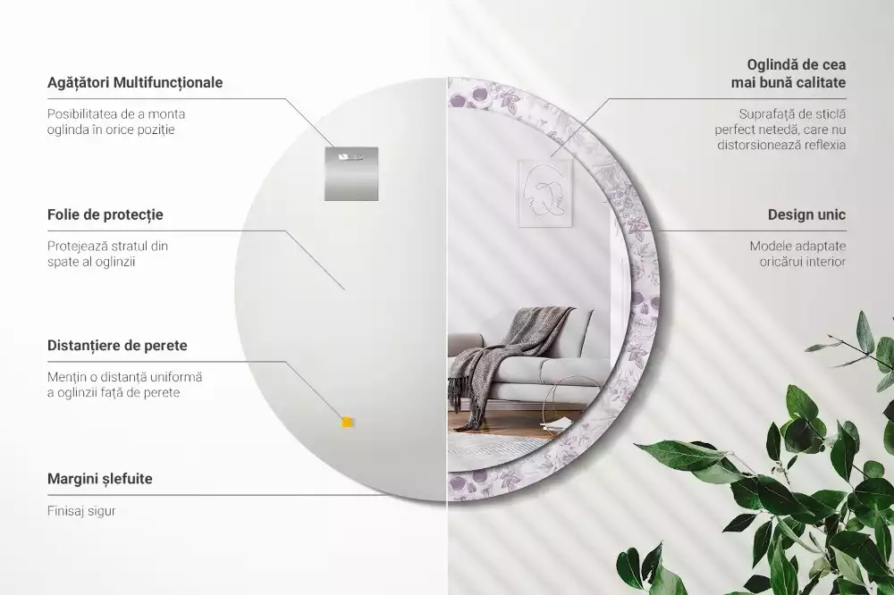 Espelho redondo decorativo Caveiras