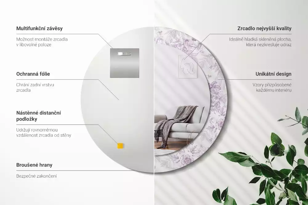 Espelho redondo decorativo Caveiras