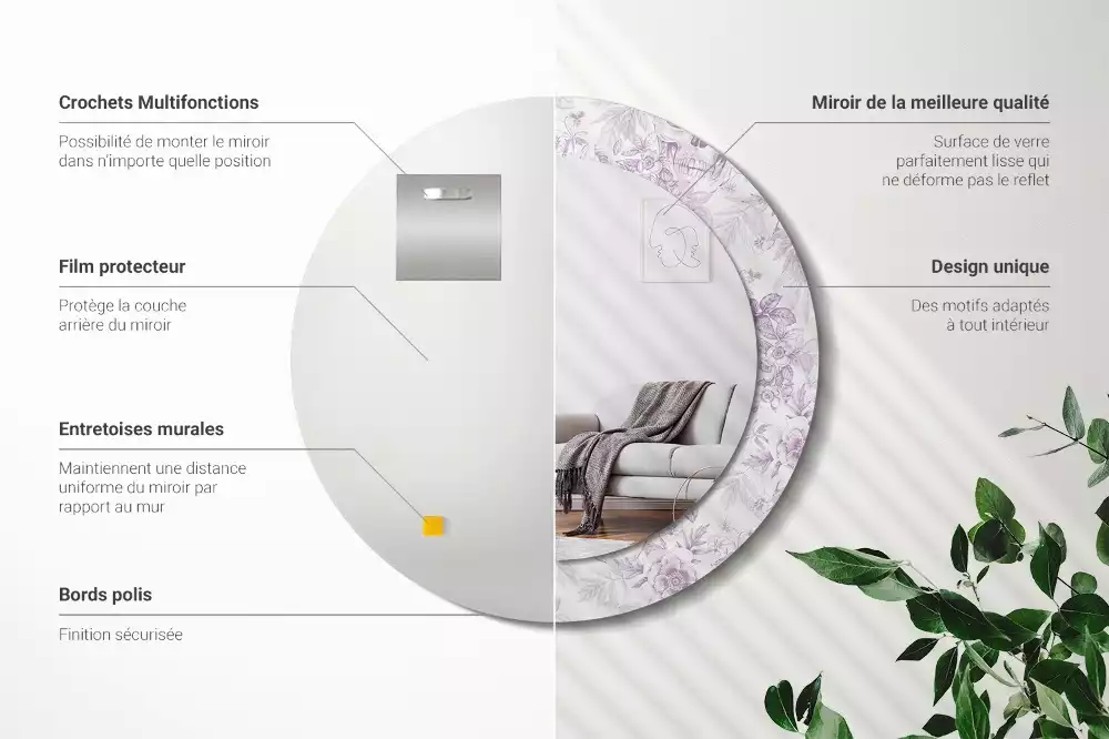 Espelho redondo decorativo Caveiras