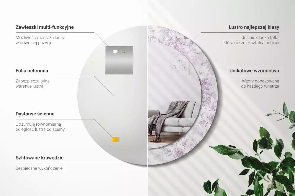 Espelho redondo decorativo Caveiras