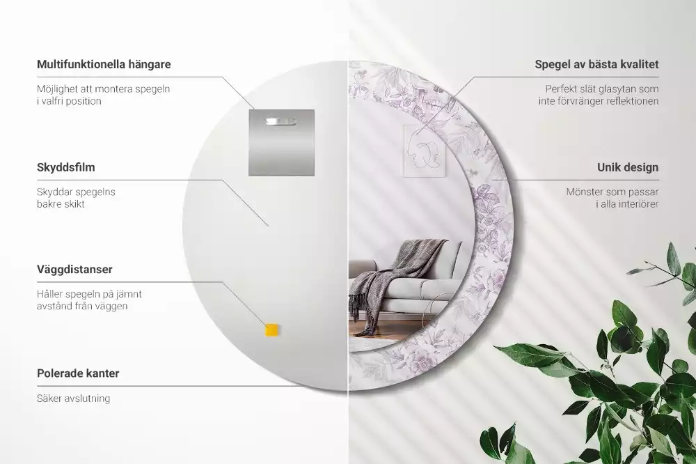 Espelho redondo decorativo Caveiras