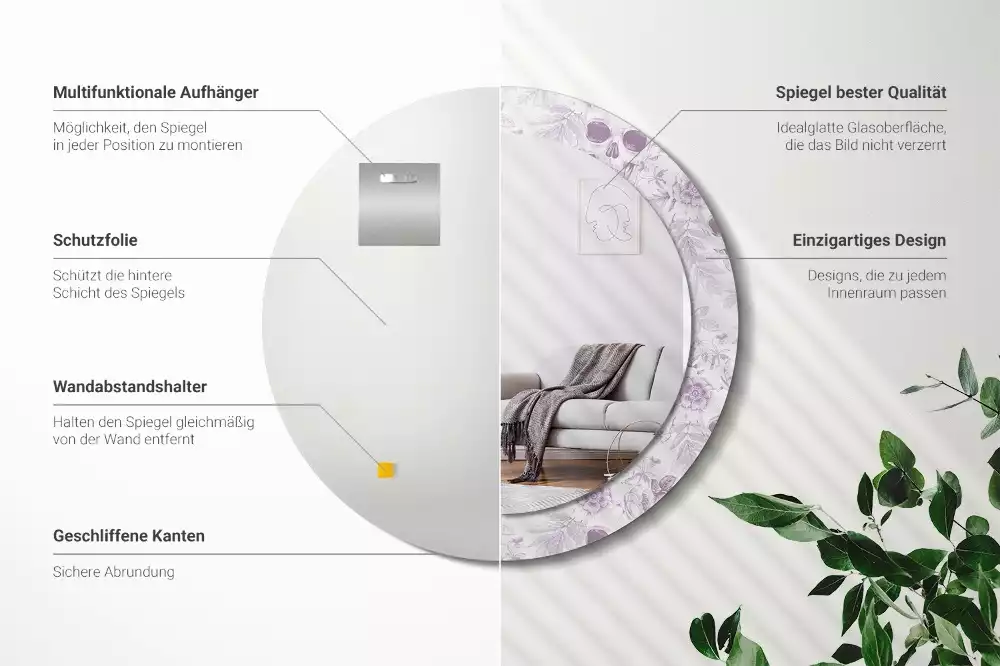 Espelho redondo decorativo Caveiras