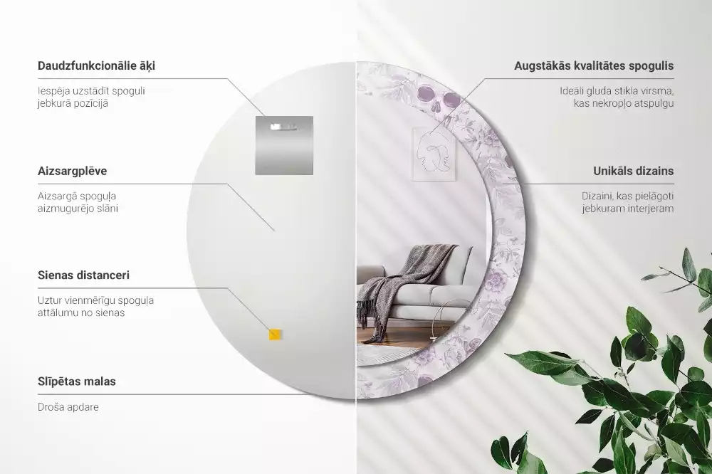 Espelho redondo decorativo Caveiras