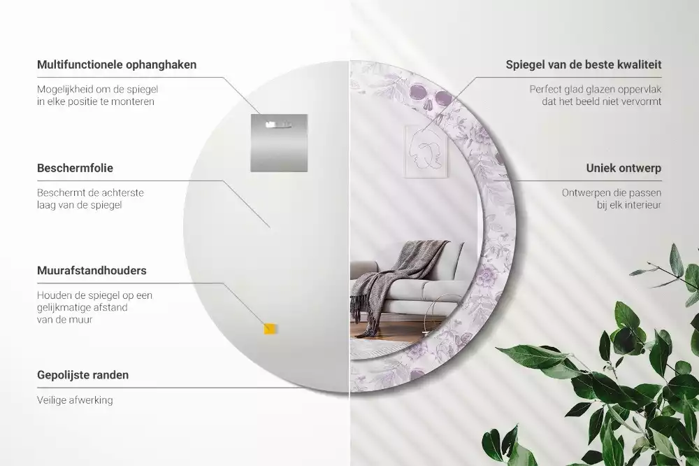 Espelho redondo decorativo Caveiras