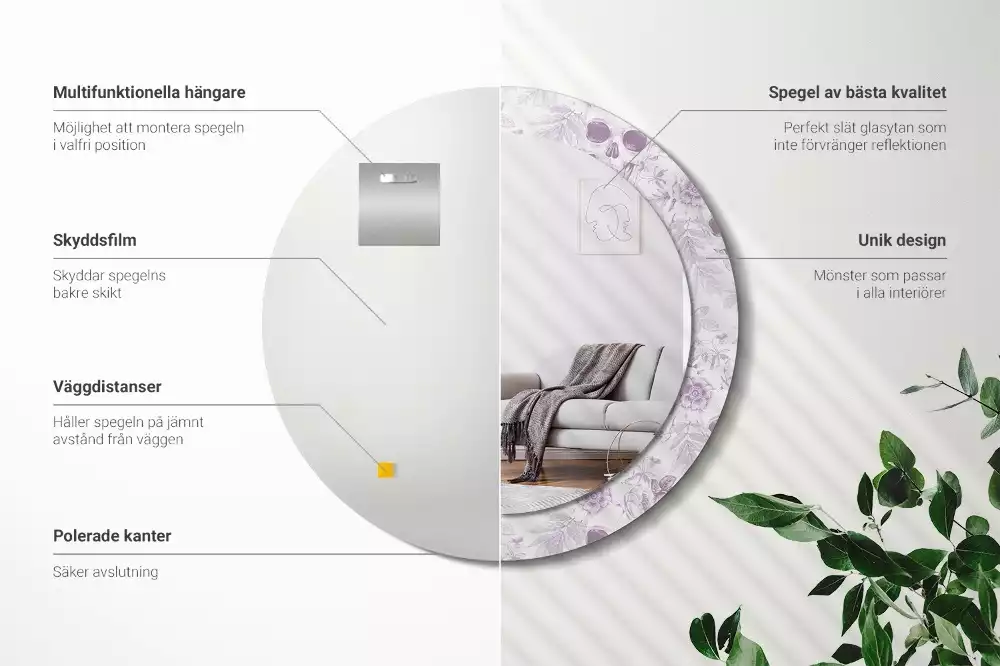 Espelho redondo decorativo Caveiras