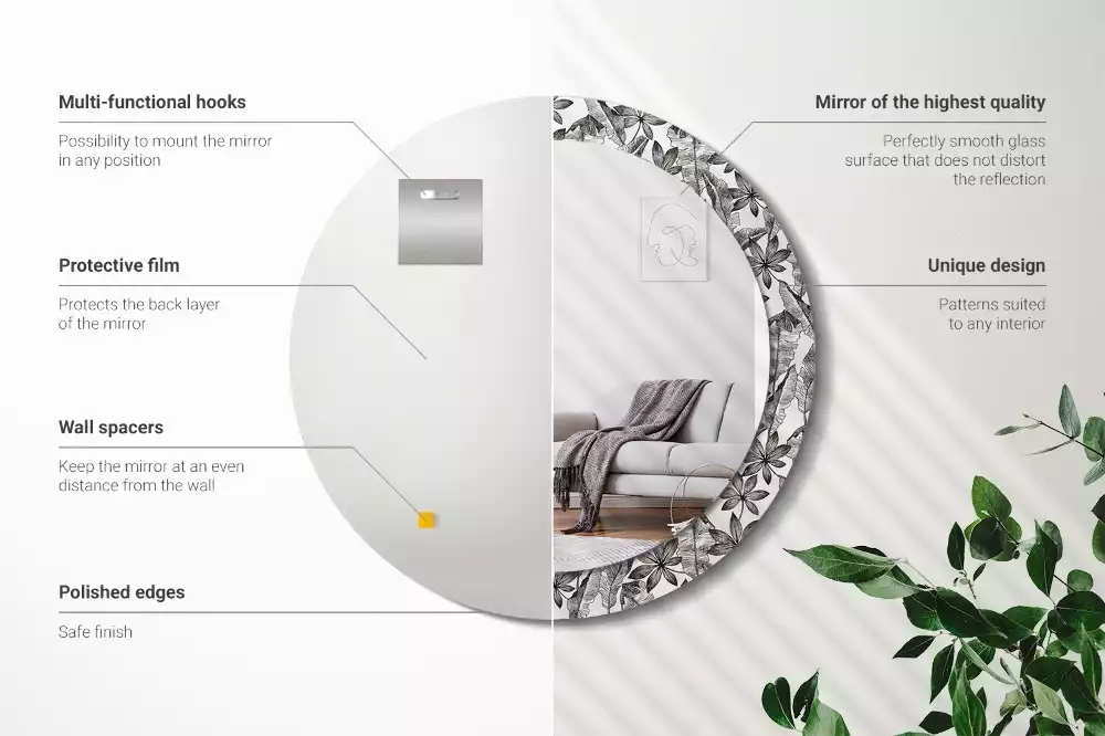 Espelho redondo decorativo Folhas tropicais