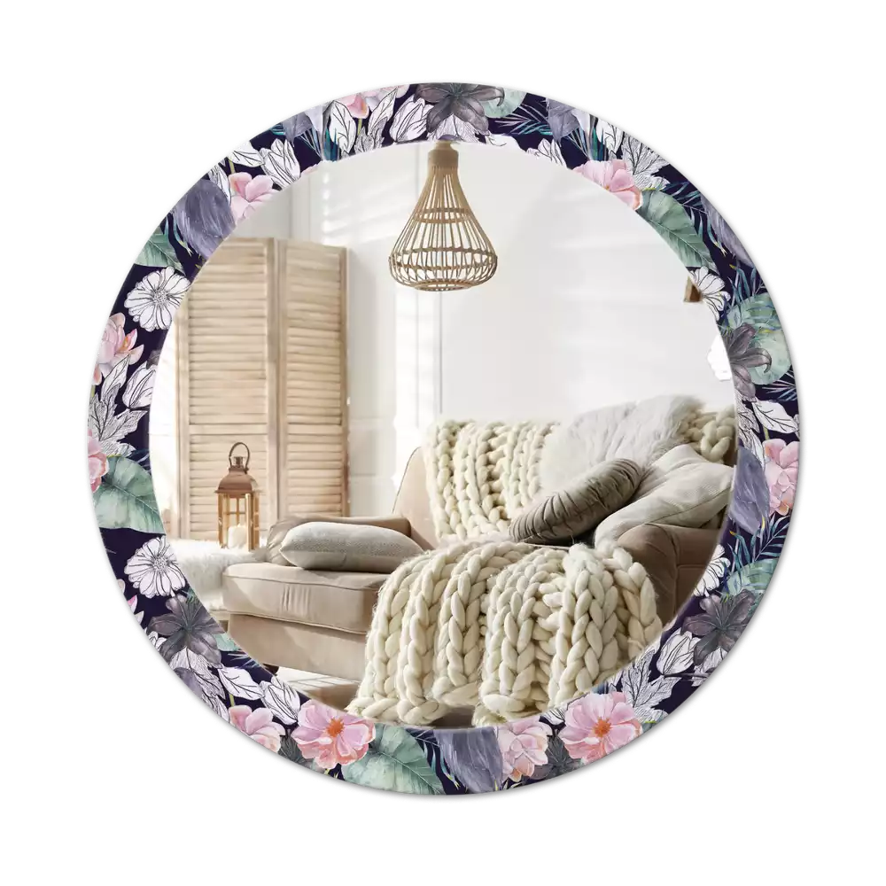 Espelho redondo decorativo Aves garças