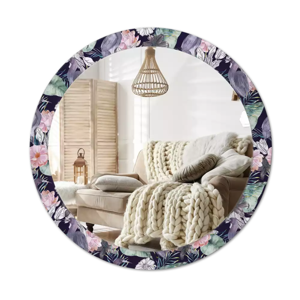 Espelho redondo decorativo Aves garças