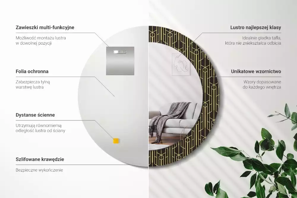 Espelho redondo decorativo Geometria vintage