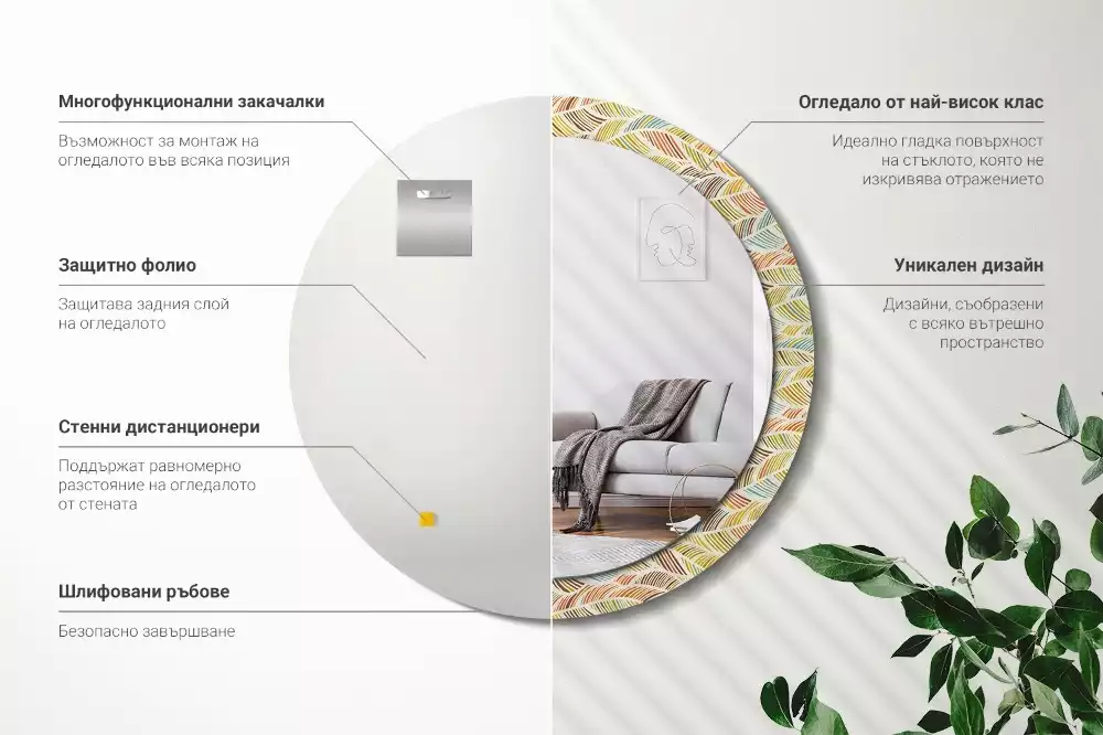 Espelho decorativo redondo Resumo