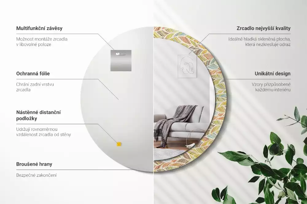 Espelho decorativo redondo Resumo