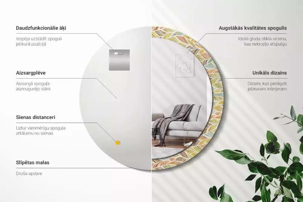 Espelho decorativo redondo Resumo