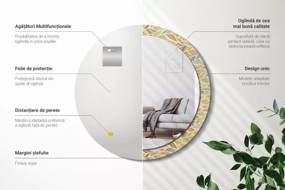 Espelho decorativo redondo Resumo