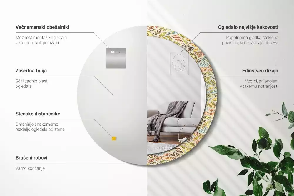 Espelho decorativo redondo Resumo