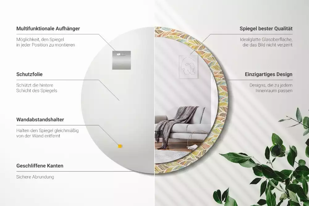 Espelho decorativo redondo Resumo