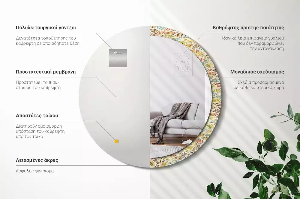 Espelho decorativo redondo Resumo