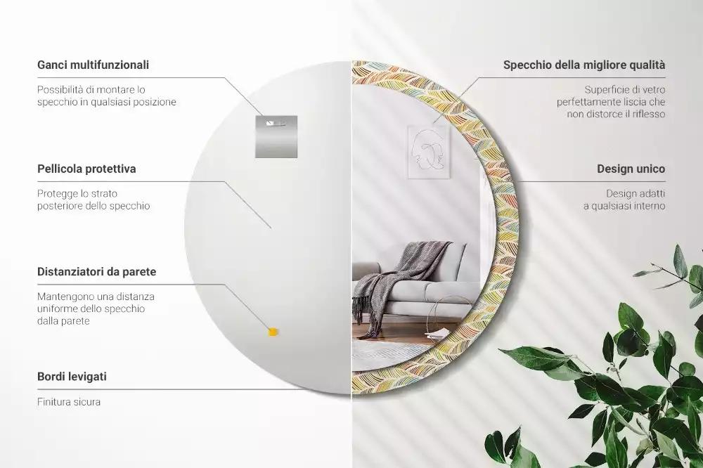 Espelho decorativo redondo Resumo