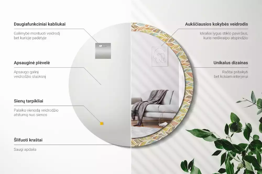 Espelho decorativo redondo Resumo