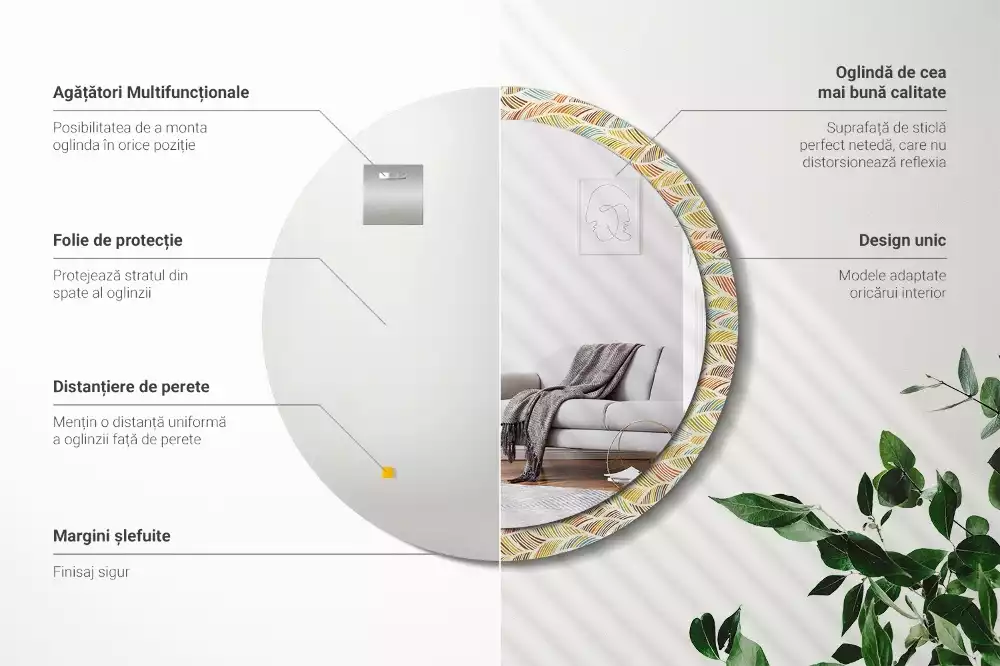 Espelho decorativo redondo Resumo