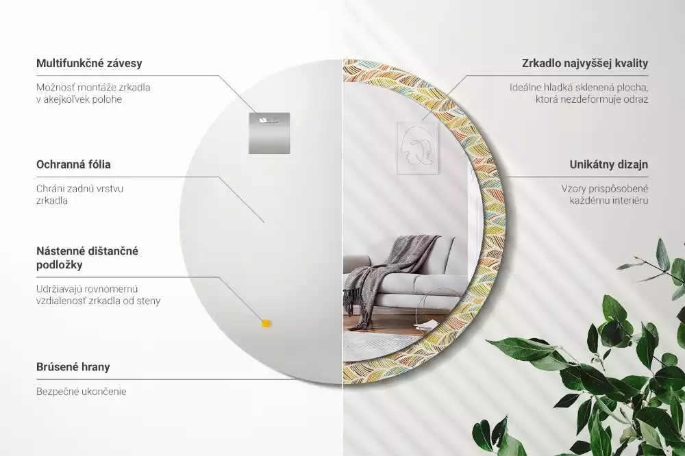 Espelho decorativo redondo Resumo