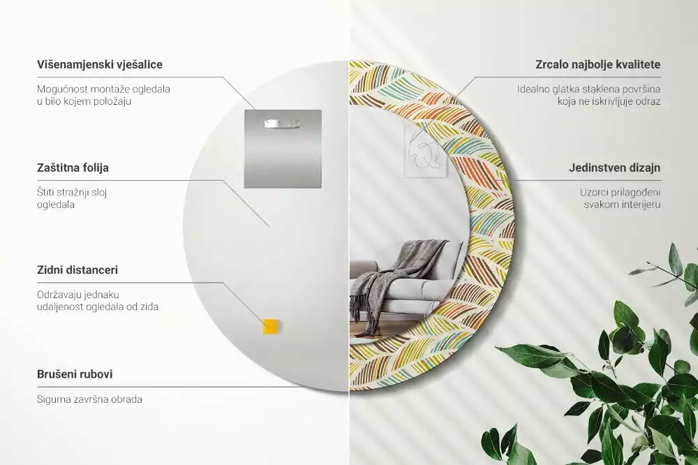 Espelho decorativo redondo Resumo