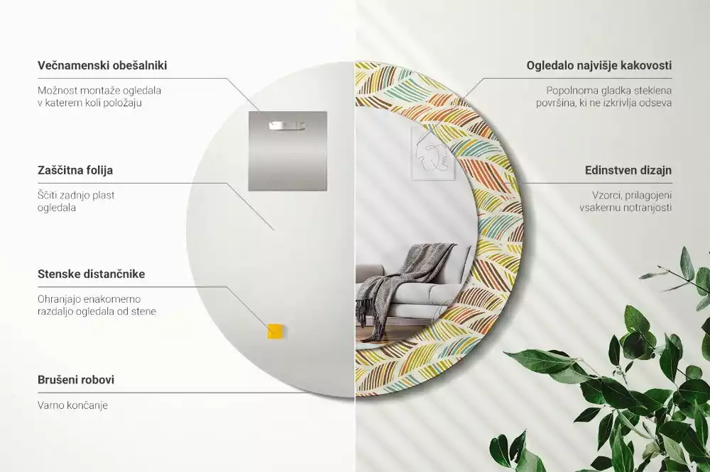 Espelho decorativo redondo Resumo