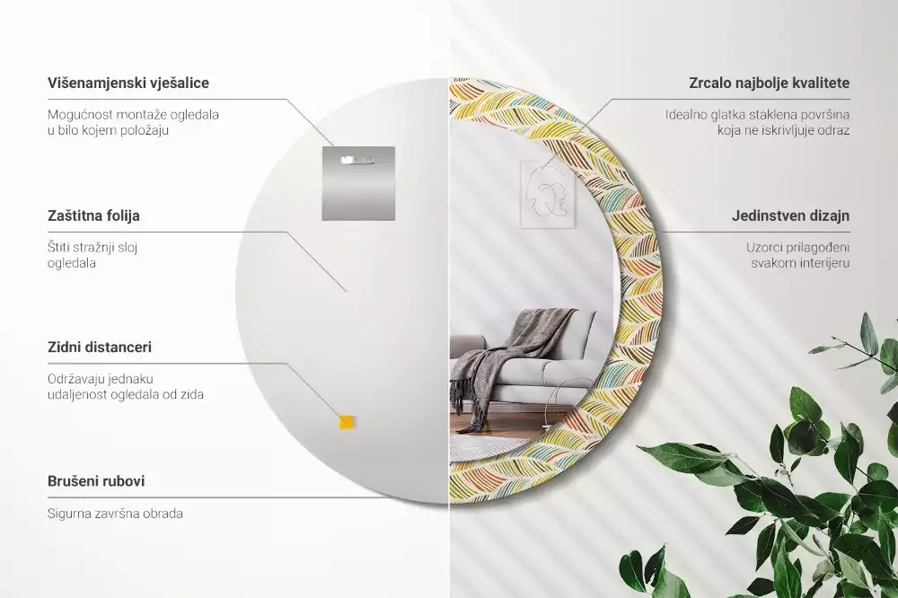 Espelho decorativo redondo Resumo