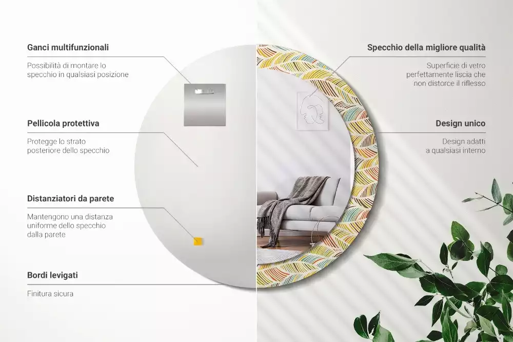 Espelho decorativo redondo Resumo