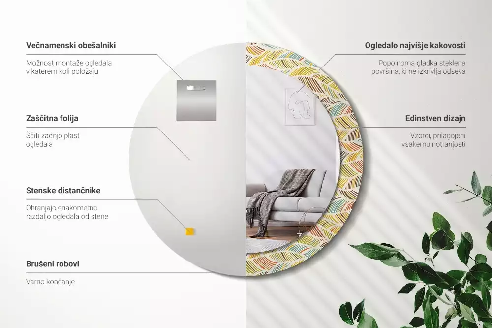 Espelho decorativo redondo Resumo