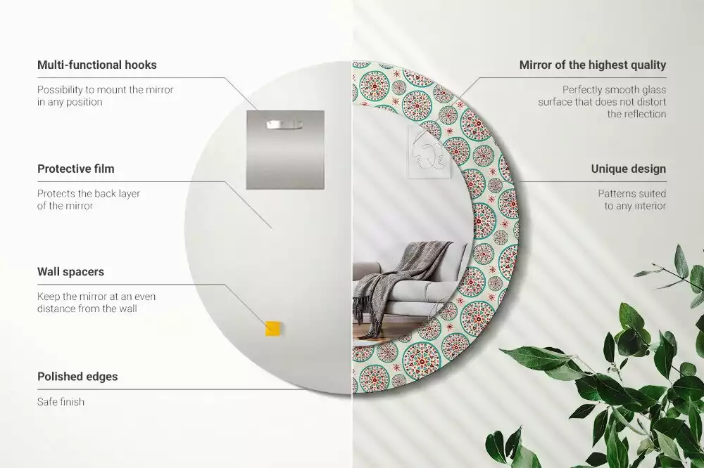 Espelho decorativo redondo Padrão Boho