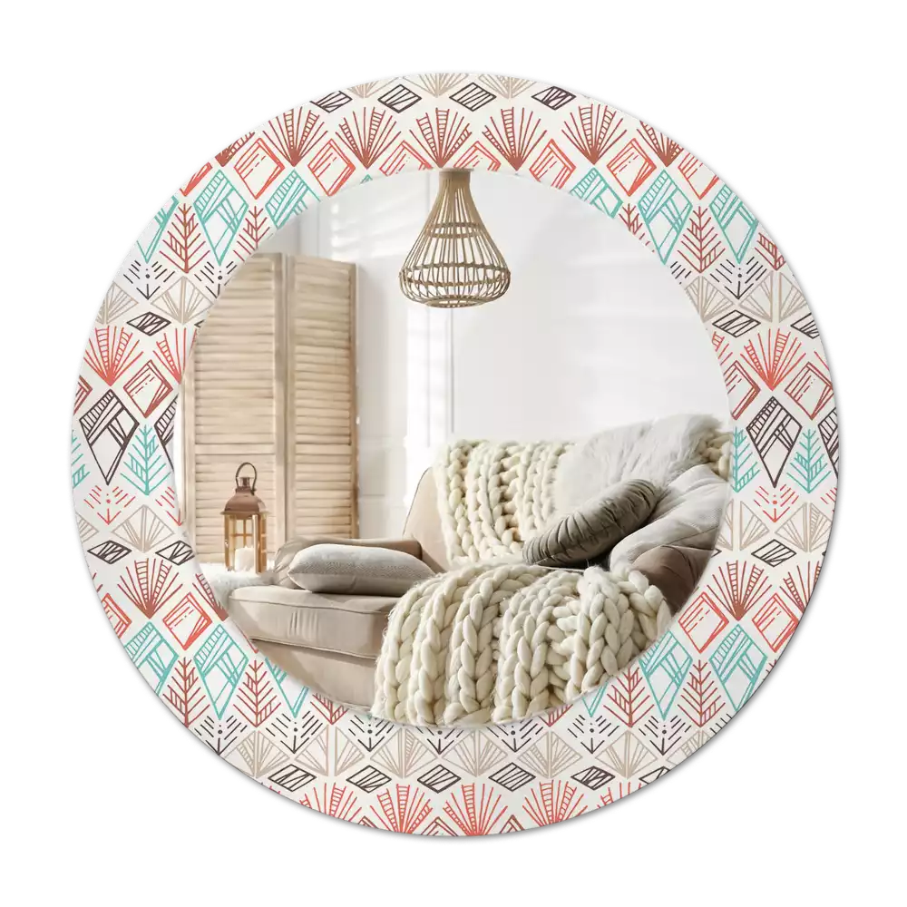 Espelho decorativo redondo Padrão étnico