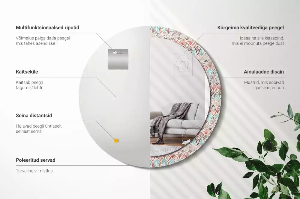 Espelho decorativo redondo Padrão étnico