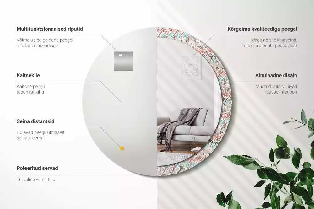 Espelho decorativo redondo Padrão étnico