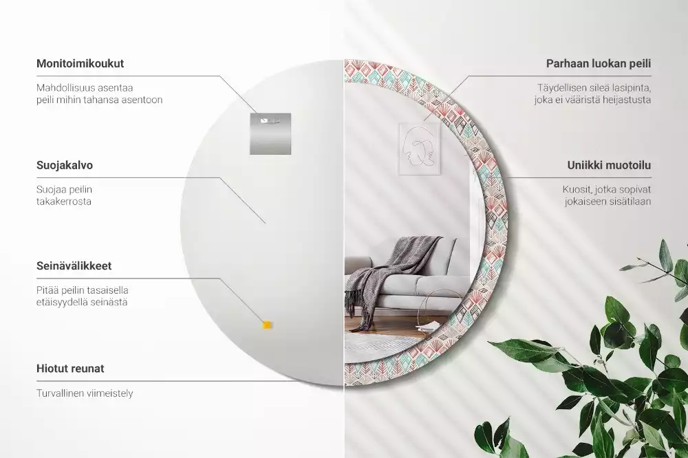 Espelho decorativo redondo Padrão étnico