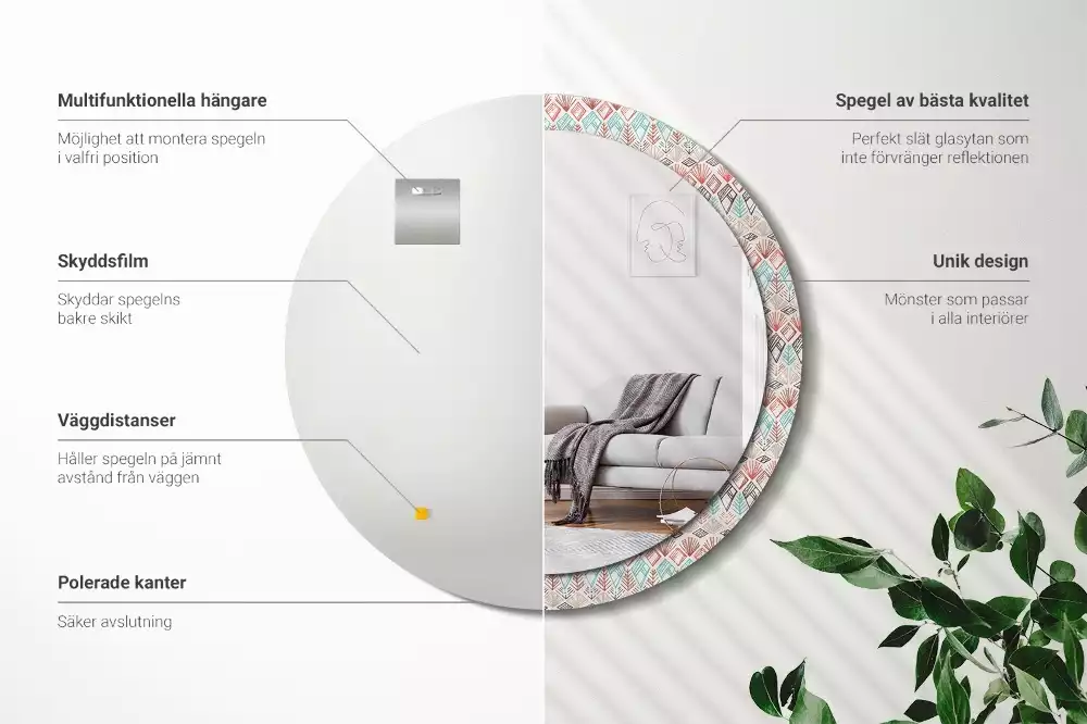 Espelho decorativo redondo Padrão étnico