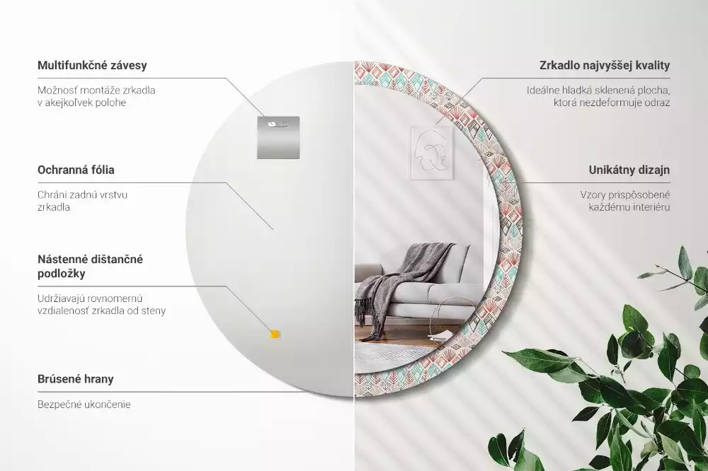 Espelho decorativo redondo Padrão étnico