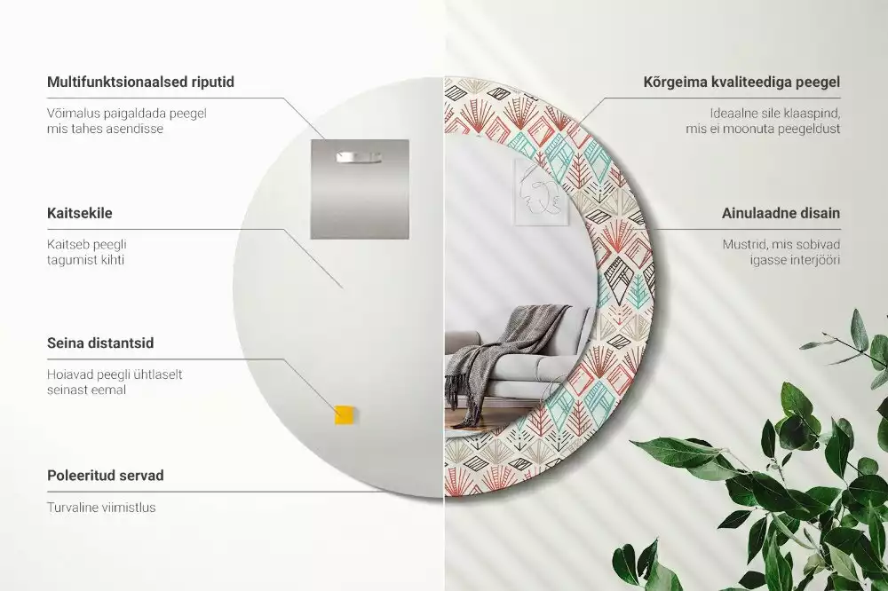 Espelho decorativo redondo Padrão étnico