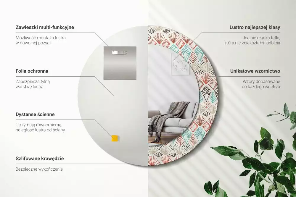 Espelho decorativo redondo Padrão étnico