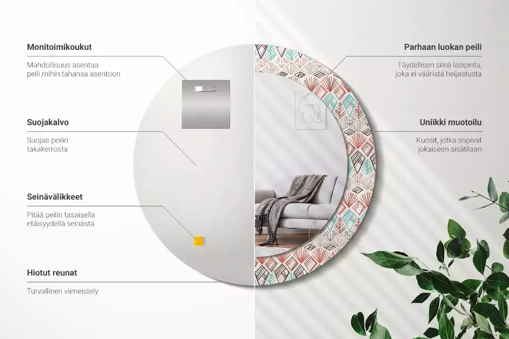 Espelho decorativo redondo Padrão étnico