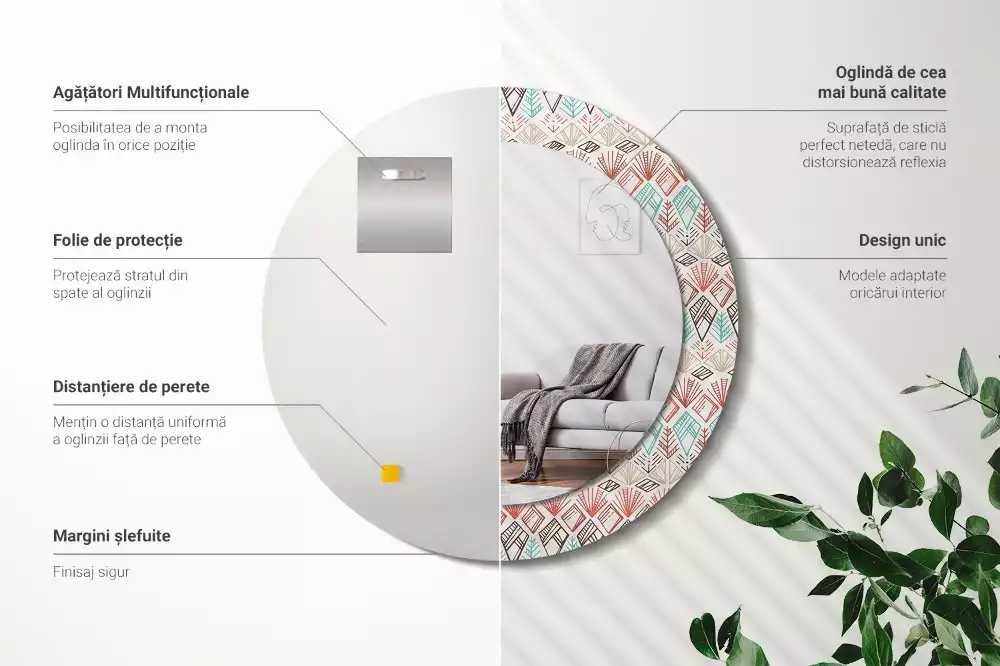 Espelho decorativo redondo Padrão étnico