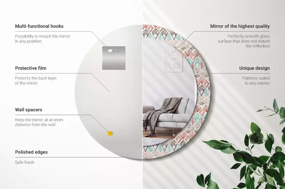 Espelho decorativo redondo Padrão étnico