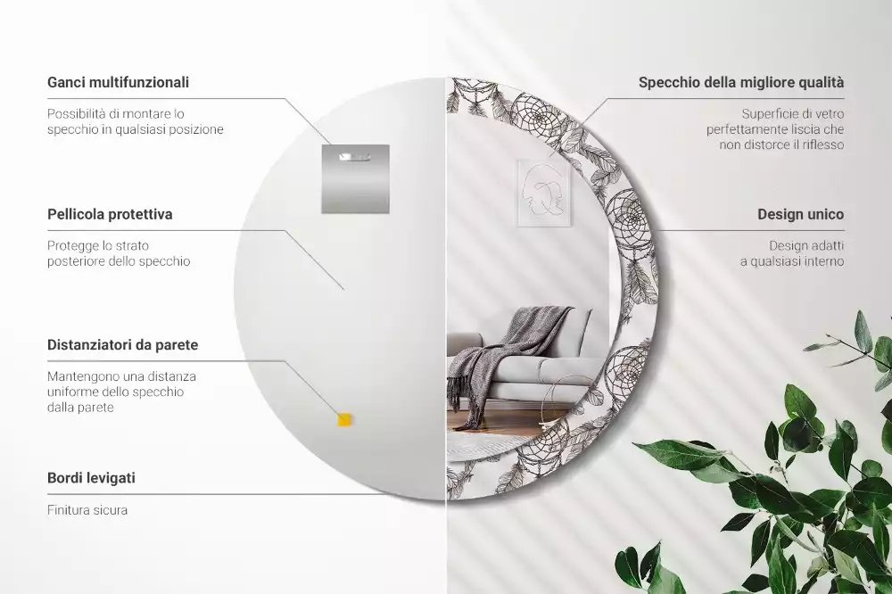 Espelho redondo decorativo Apanhador de Sonhos