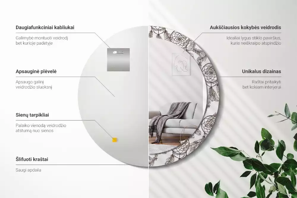 Espelho redondo decorativo Apanhador de Sonhos