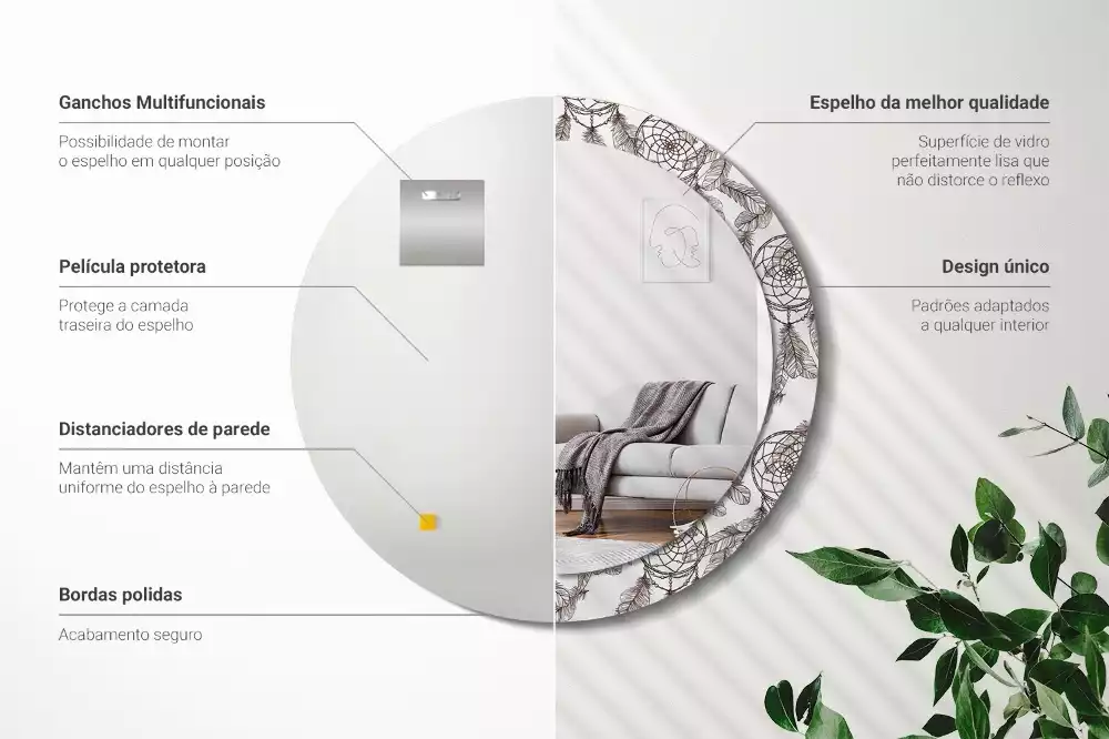 Espelho redondo decorativo Apanhador de Sonhos