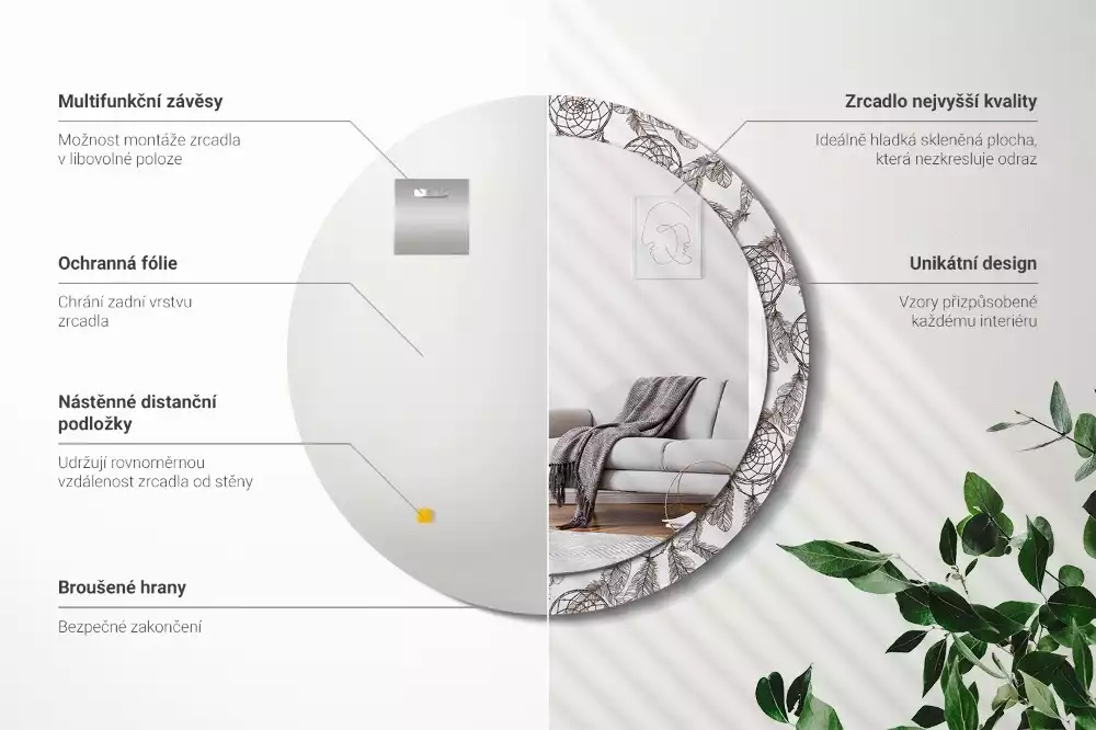 Espelho redondo decorativo Apanhador de Sonhos