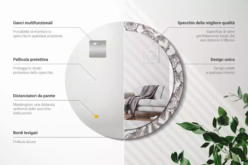 Espelho redondo decorativo Apanhador de Sonhos