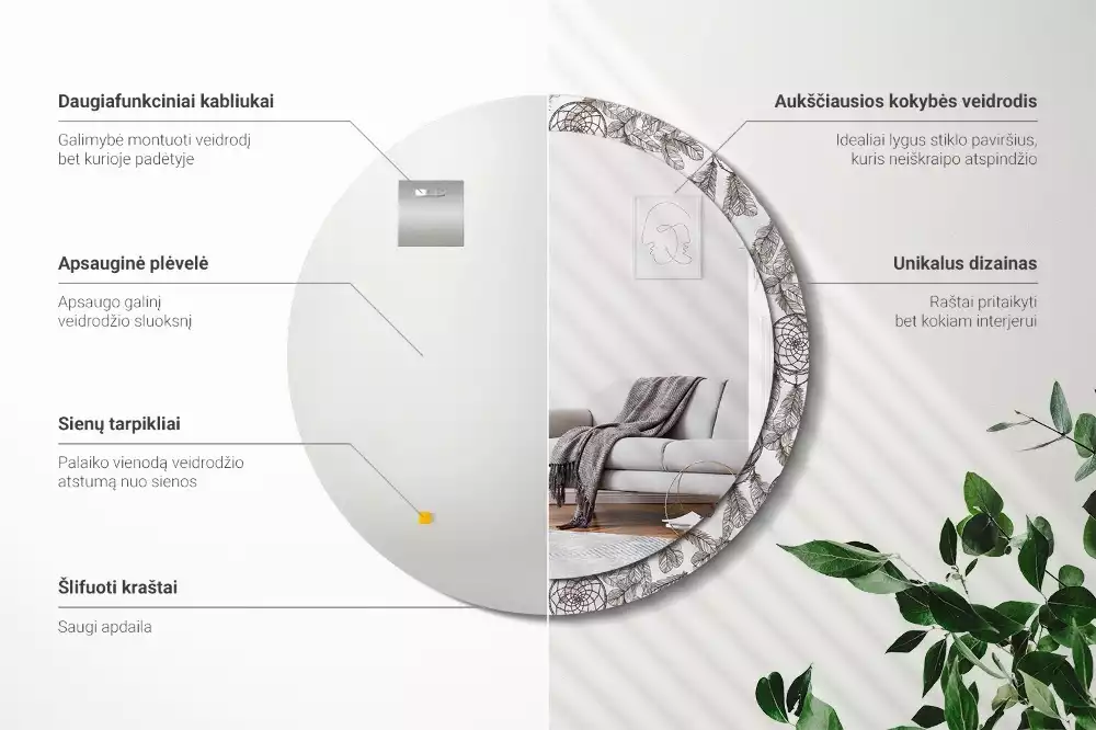 Espelho redondo decorativo Apanhador de Sonhos