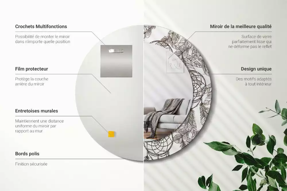 Espelho redondo decorativo Apanhador de Sonhos